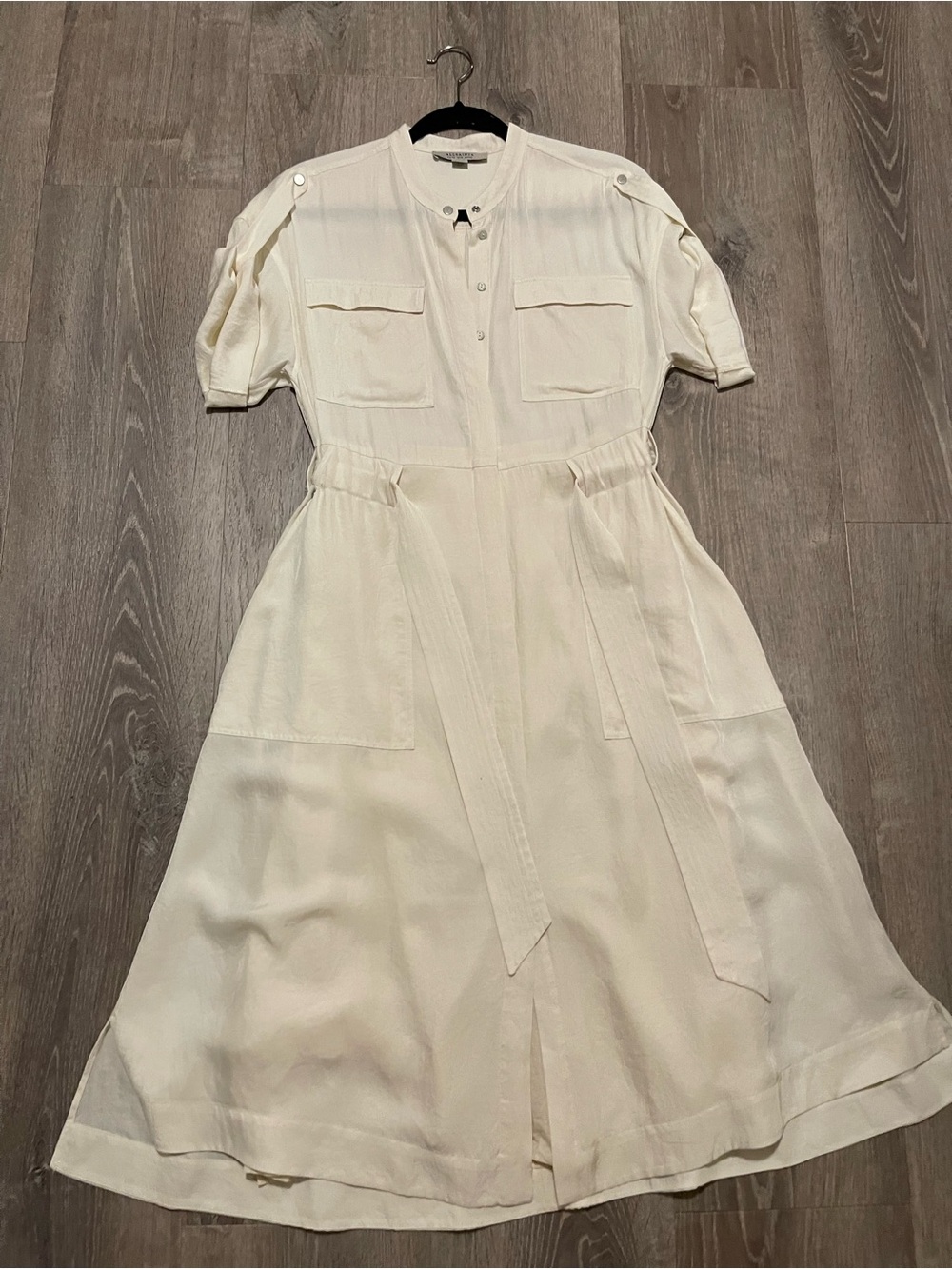 AllSaints Cream Midi Utility Shirt Dress with Belt worn once  perfect condition